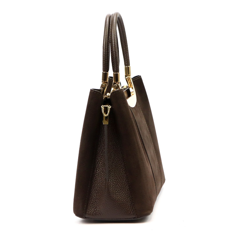 Vera Pelle damski skórzany kuferek torebka do ręki z paskiem i organizerem