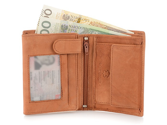 Wiśniowy skórzany portfel męski pionowy Bag Street 521