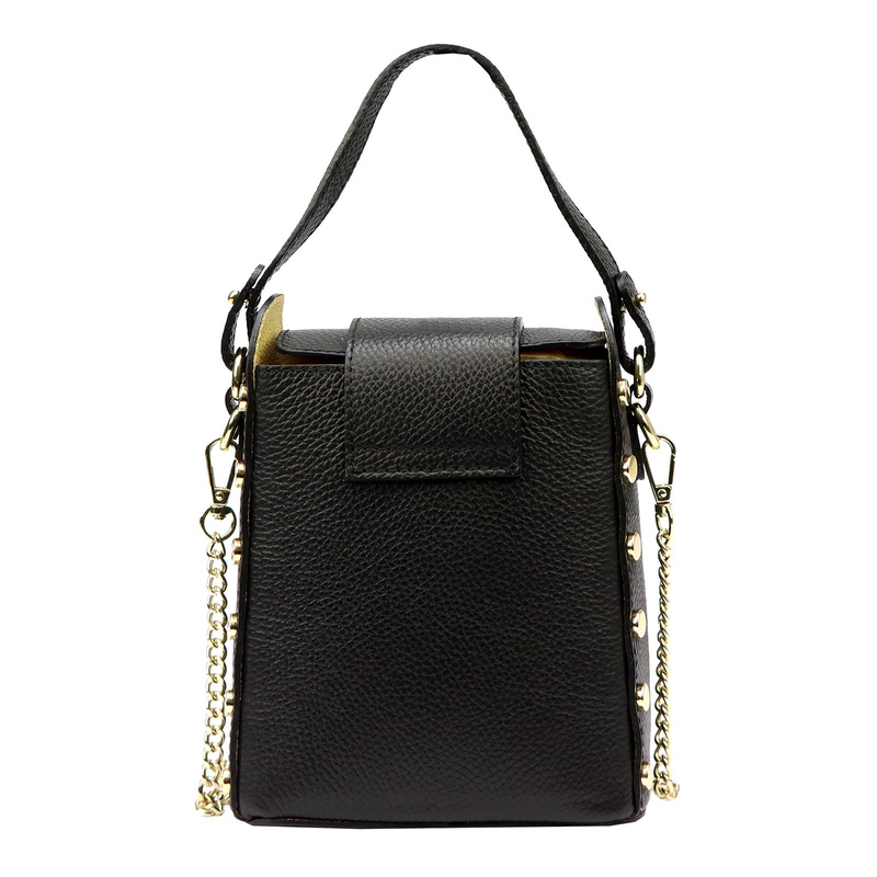 Vera Pelle Mini elegancka damska listonoszka z łańcuszkiem skóra naturalna