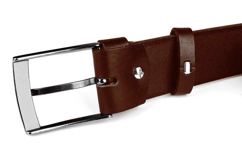 Beltimore skórzany pasek męski brązowy premium E08 : Kolory - brązowy, beżowy, Rozmiar pasków - r.120-135 cm