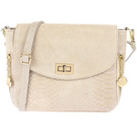 Włoska Torebka Skórzana listonoszka skóra węża ecru T96