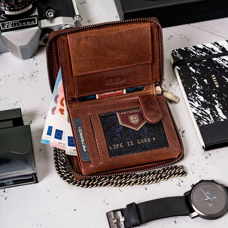 Skórzany męski portfel Peterson PTN N4C-02-HWM