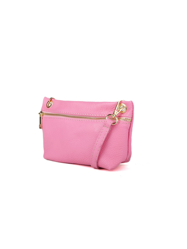 Damska skórzana listonoszka crossbody Giulia Monti GM1570 – flamingowa