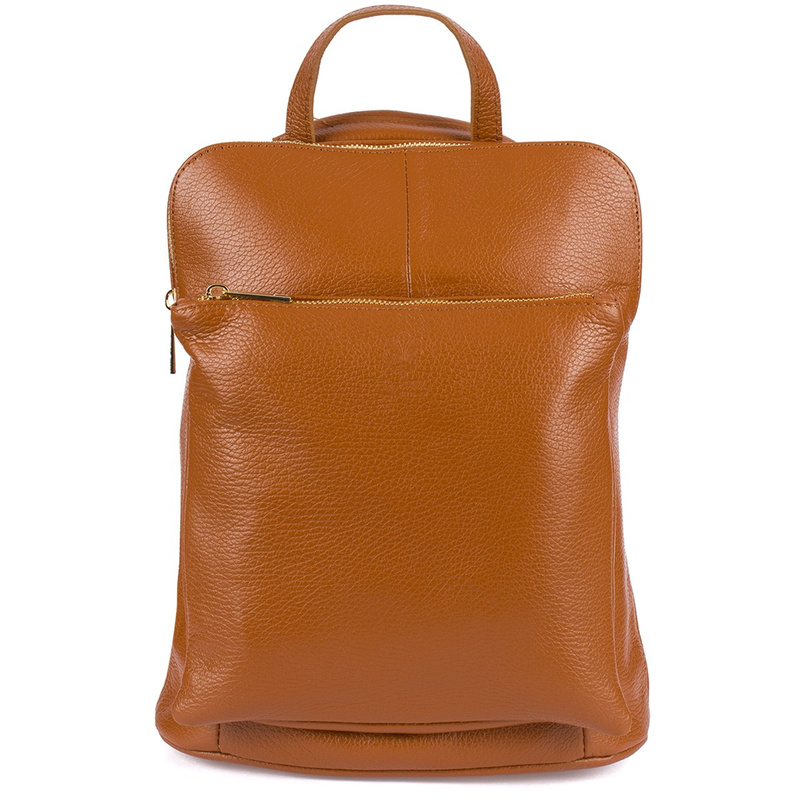 Skórzany plecak damski torba 2w1 elegancki A4 włoski pojemny camel Vera Pelle S40