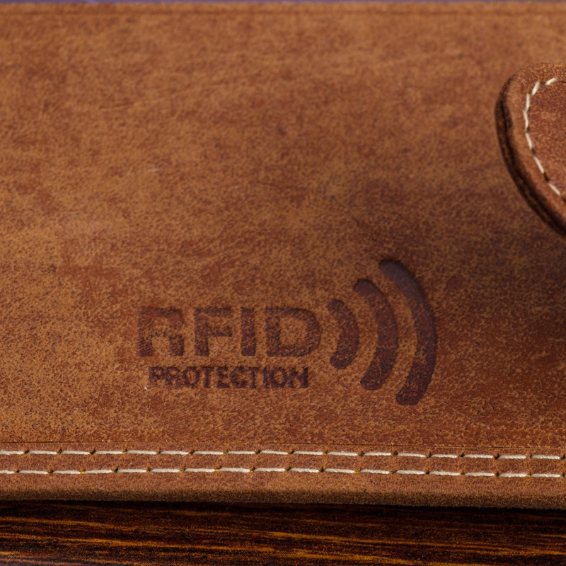 Portfel skórzany męski brązowy nubuk poziomy skóra ciężarówka RFiD Beltimore R98