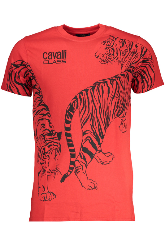 T-SHIRT M�SKI Z KR�TKIM R�KAWEM KLASY CAVALLI CZERWONY