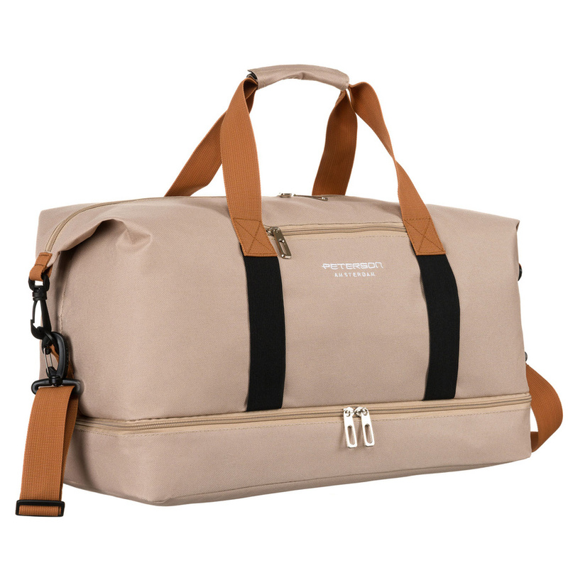 Beżowa, wodoodporna torba podróżna z poliestru - Peterson