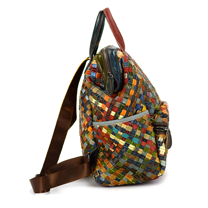 Magic Bags duży plecak damski skórzany kieszenie kolorowa mozaika duży