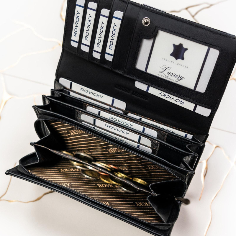 skóra naturalna + Damski portfel ze skóry ekologicznej Rovicky RPX-20A-3