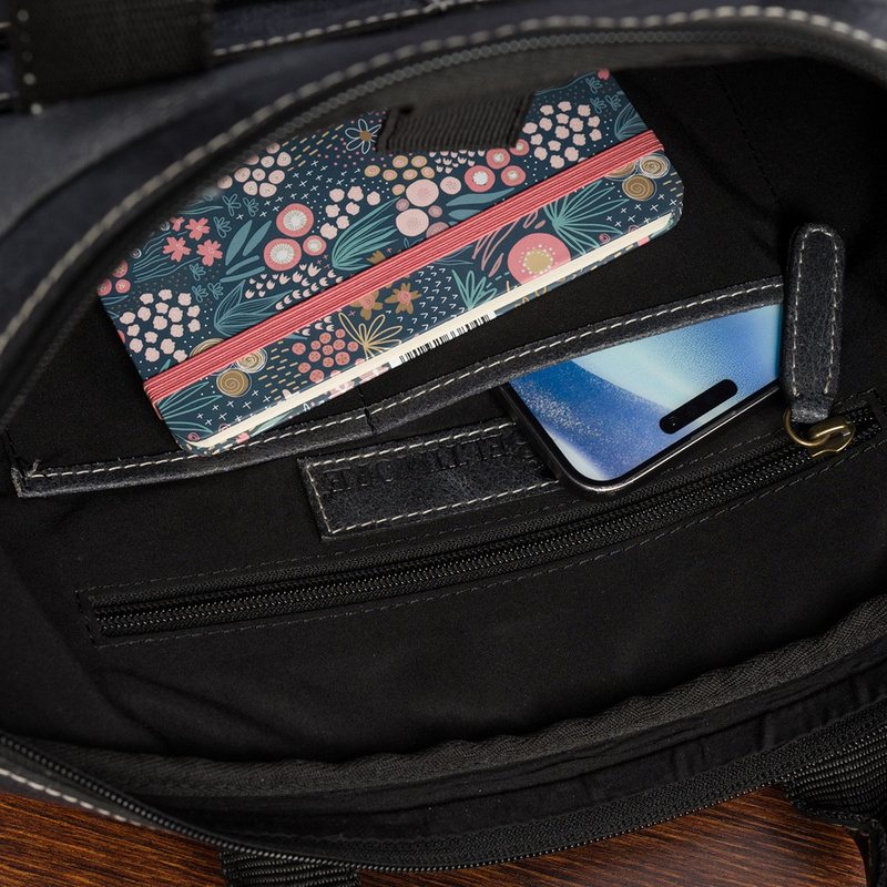 Torba męska skórzana na laptopa ramię komputer duża nubuk czarna Beltimore N04