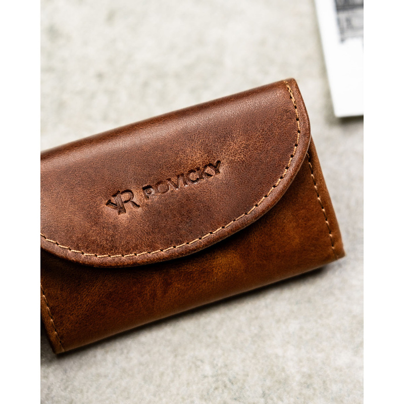Skórzany, brązowy portfel męski wyposażony w system RFID - Rovicky