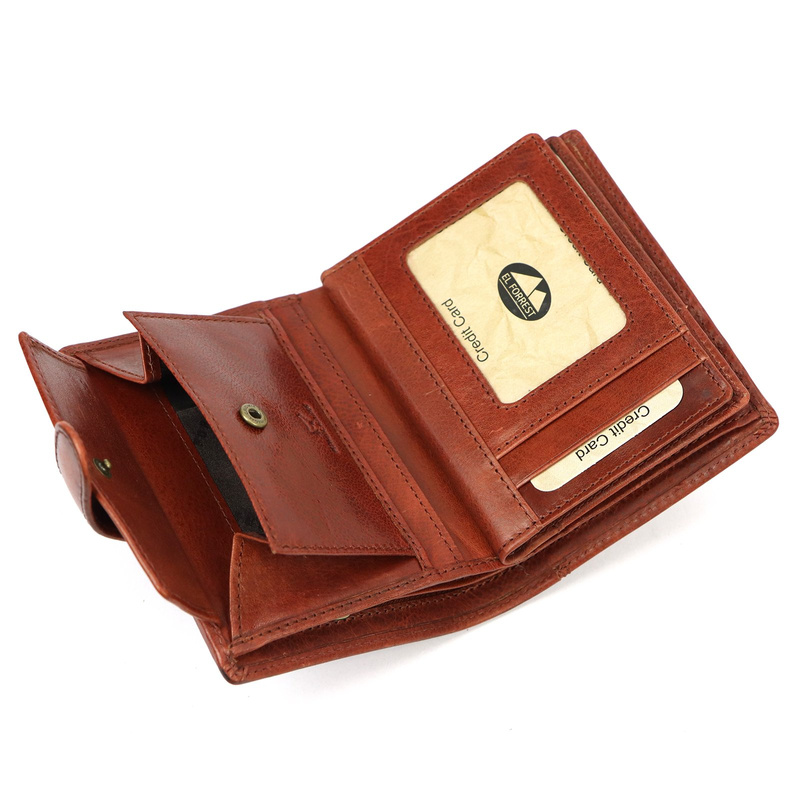 EL FORREST męski portfel pionowy rozbudowany skórzany na zatrzask RFID