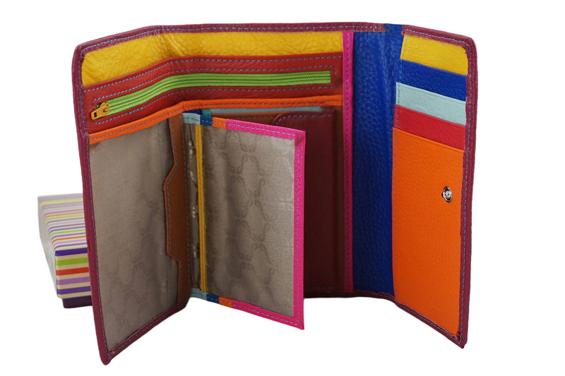 Portfel skórzany damski włoski - Fuksja