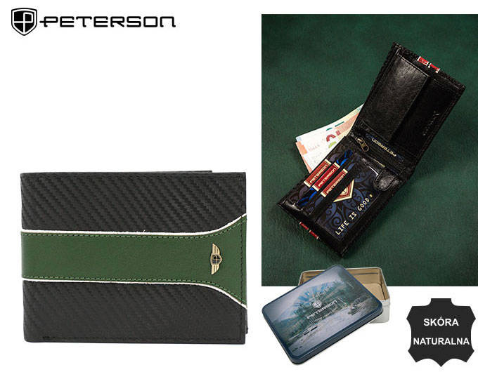 Skórzany męski portfel Peterson PTN 304 MOTO2