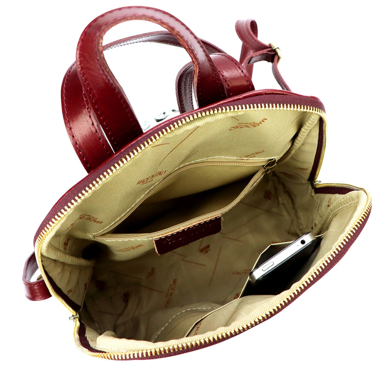 Florence Miejski Damski plecak skóra naturalna z kieszeniami na suwak