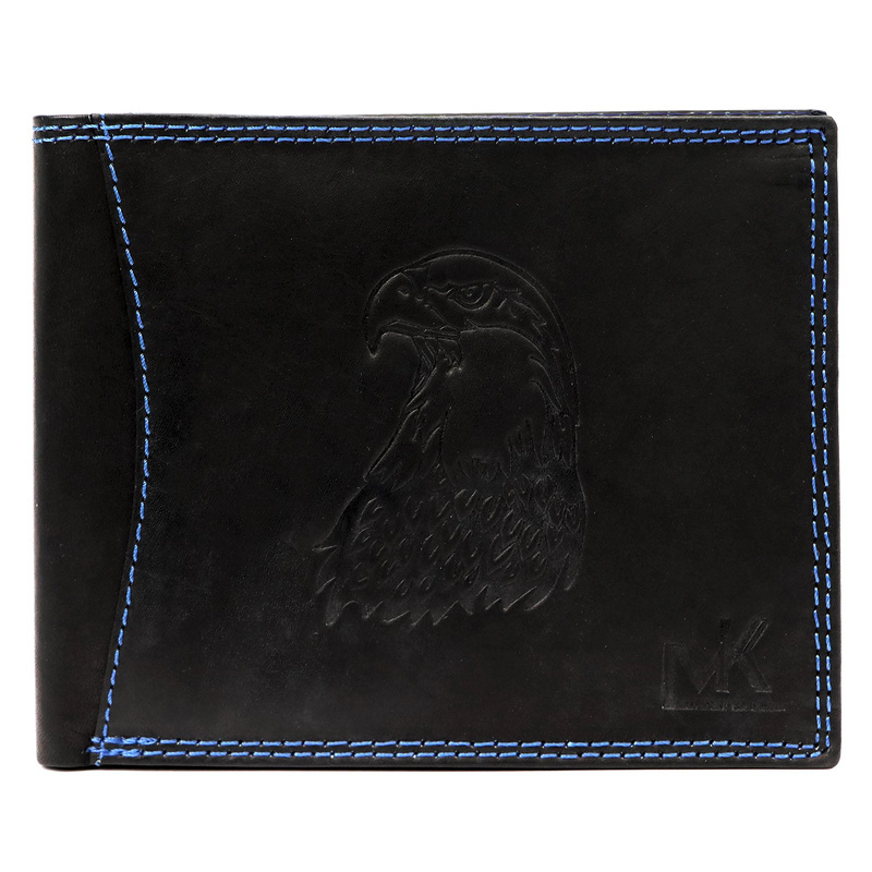 Money Kepper portfel męski skóra naturalna poziomy pojemny wzór z orłem