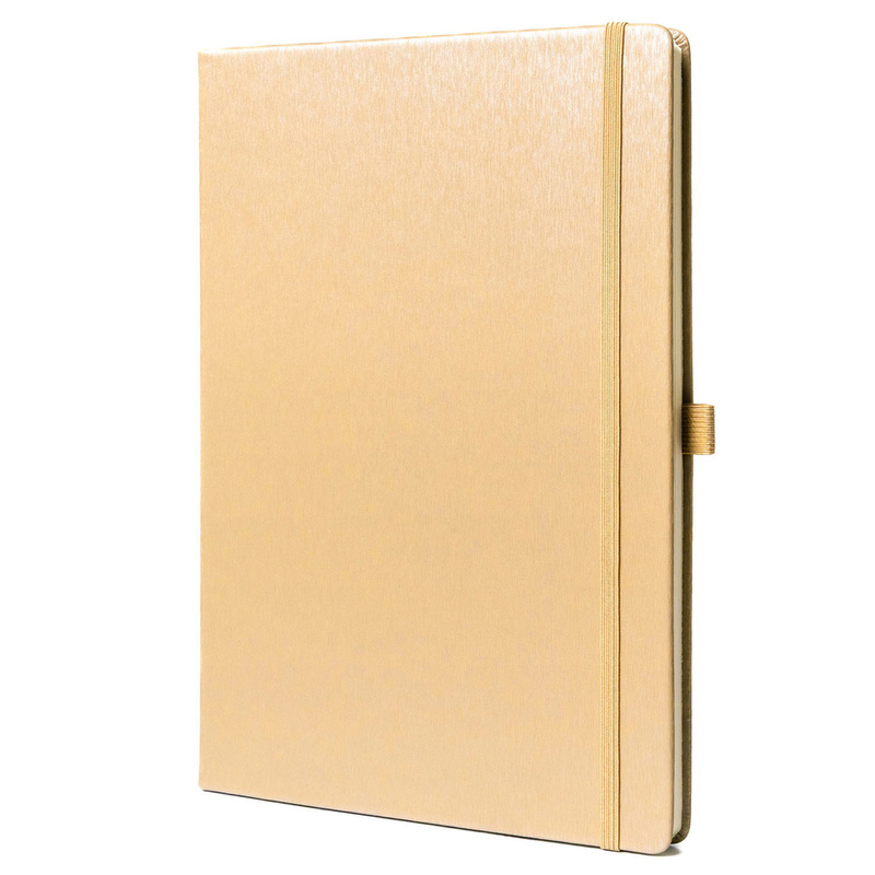 Beżowy notes w formacie B5 zadrukowany w kropki, wyposażony w gumkę zamykającą - Peterson