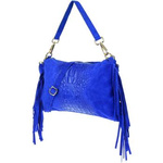 Chabrowa damska włoska skórzana torebka frędzel pozioma Z24