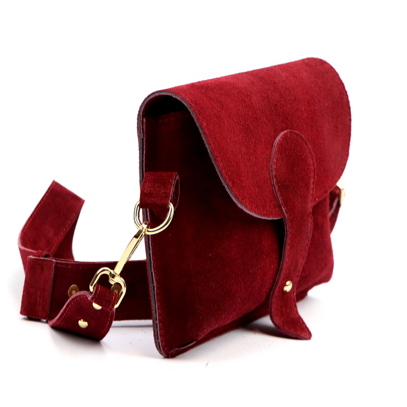 Luka zamszowa damska listonoszka torebka na ramię skórzana z kieszenią