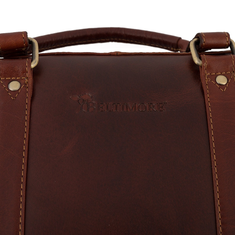 Torba męska skórzana na ramię laptopa duża koniakowa biznesowa Beltimore N06