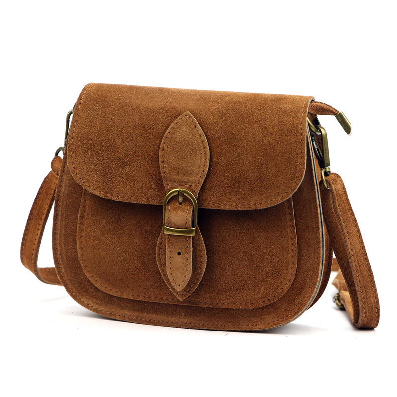 Luka Klasyczna Zamszowa damska listonoszka skórzana przez ramię z kieszenią