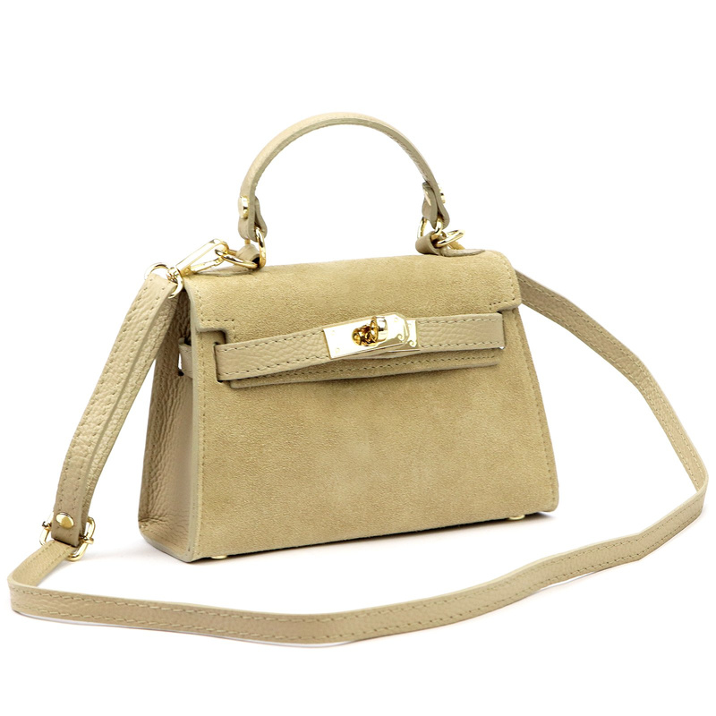 Skórzana Zamszowa damska mała listonoszka torebka na ramię z uchwytem Luka