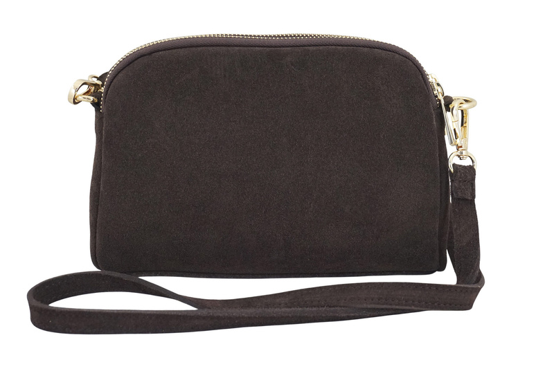 Mała torebka zamszowa wieczorowa - Brązowa ciemna