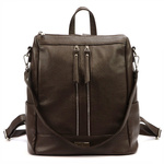 MiaMore Skórzany damski pojemny miejski plecak torebka z kieszeniami