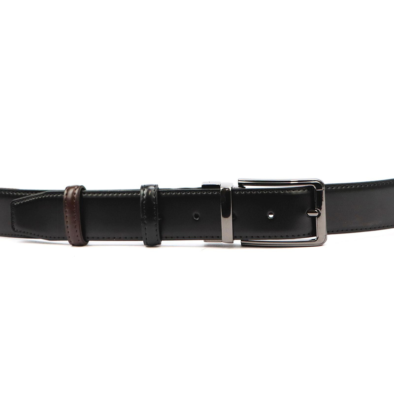 męski pasek z prawdziwej skóry Nordee BN001 BLACK/BROWN 2SIDED