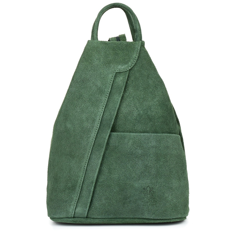 Ciemno- zielony Vera Pelle włoski Plecak Skórzany damski mały T53