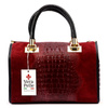 Vera Pelle Damski kuferek wzór skóra krokodyla torebka skórzana do ręki