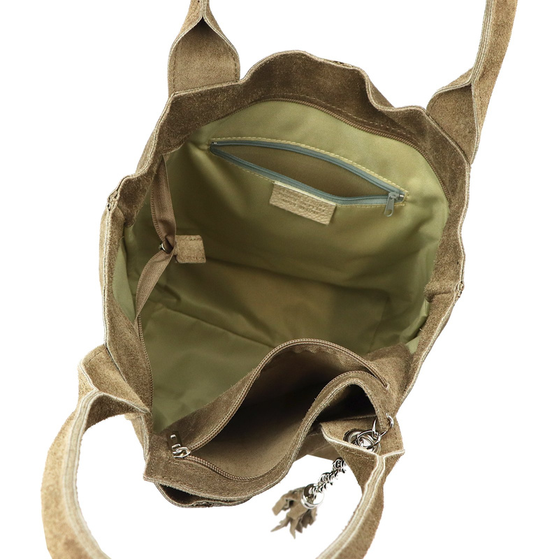 Vera Pelle damska shopperbag skóra naturalna zamszowa torebka na ramię duża