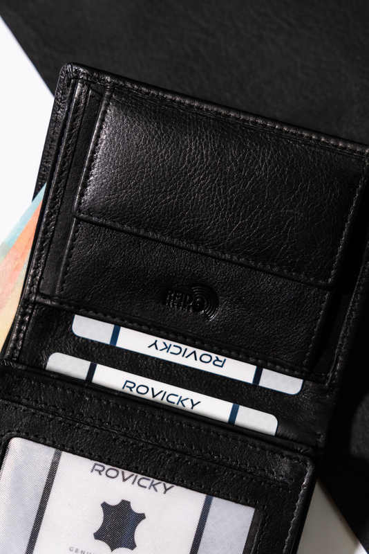 Męski praktyczny portfel rozbudowany Rovicky RFID