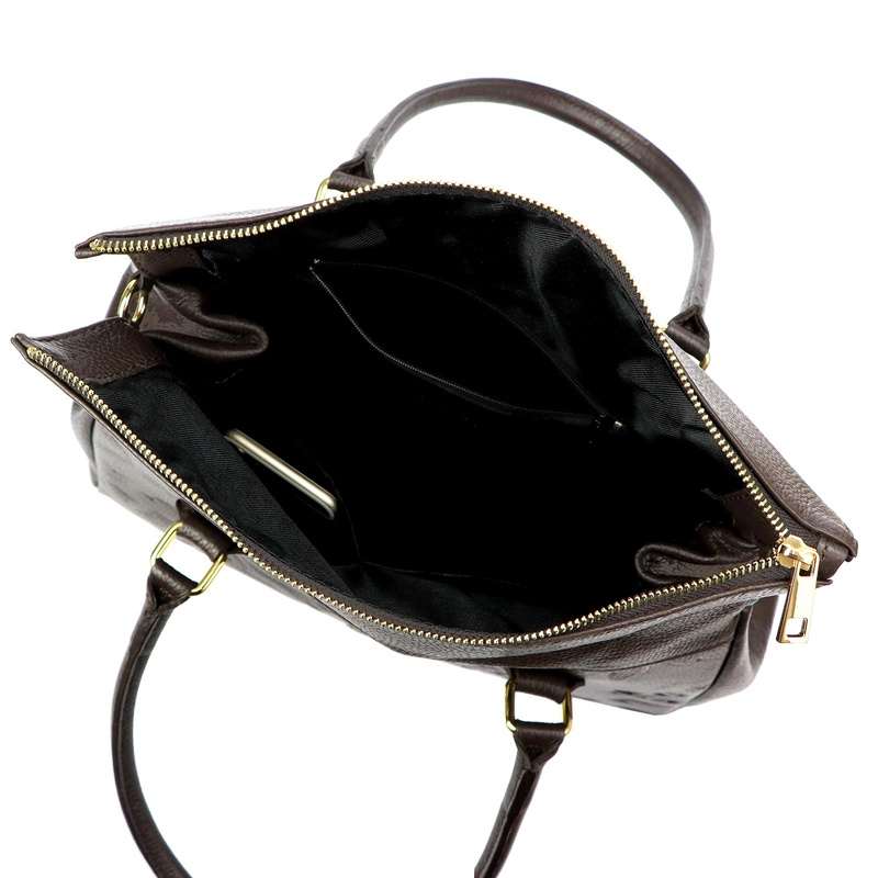 Vera Pelle damski kuferek skóra naturalna torebka do ręki z kieszeniami