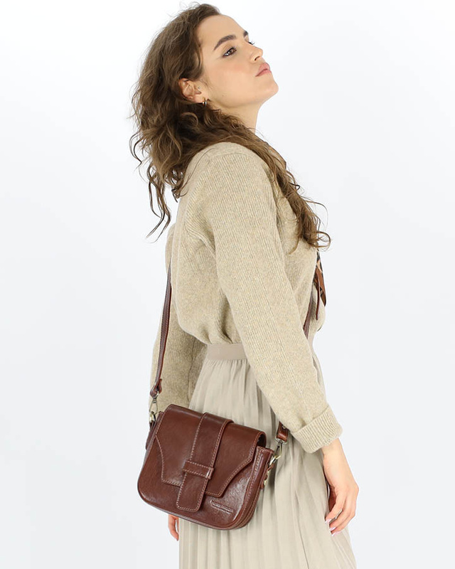 Torebka skórzana crossbody bag MAZZINI VERONA - brąz