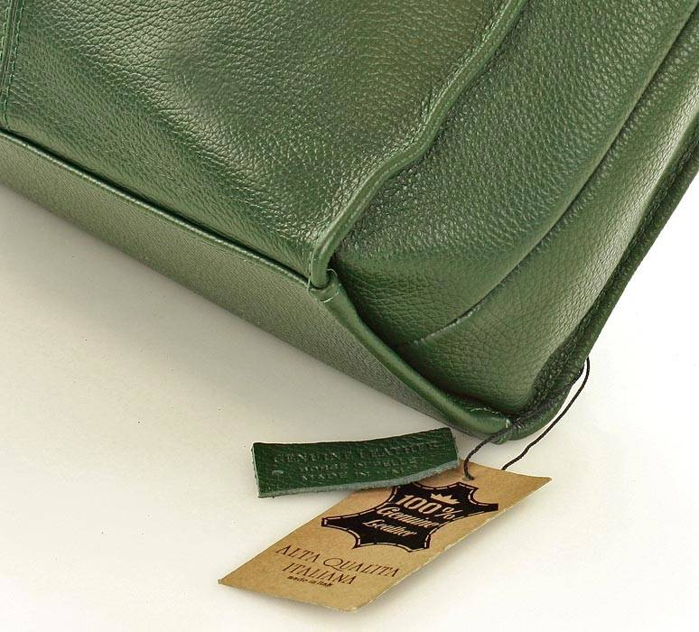 Modna torebka damska skórzany shopper bag - MARCO MAZZINI Portofino Max ciemny zielony