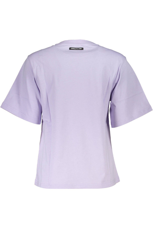 CAVALLI CLASS FIOLETOWY T-SHIRT DAMSKI Z KRÓTKIM RĘKAWEM