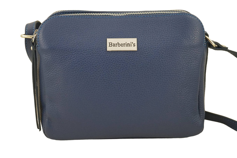 Torebka skórzana damska włoska - Granatowa jasna