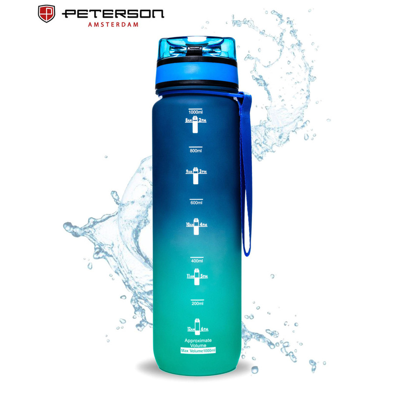 Niebiesko-zielony, tritanowy bidon na wodę o pojemności 1000 ml - Peterson