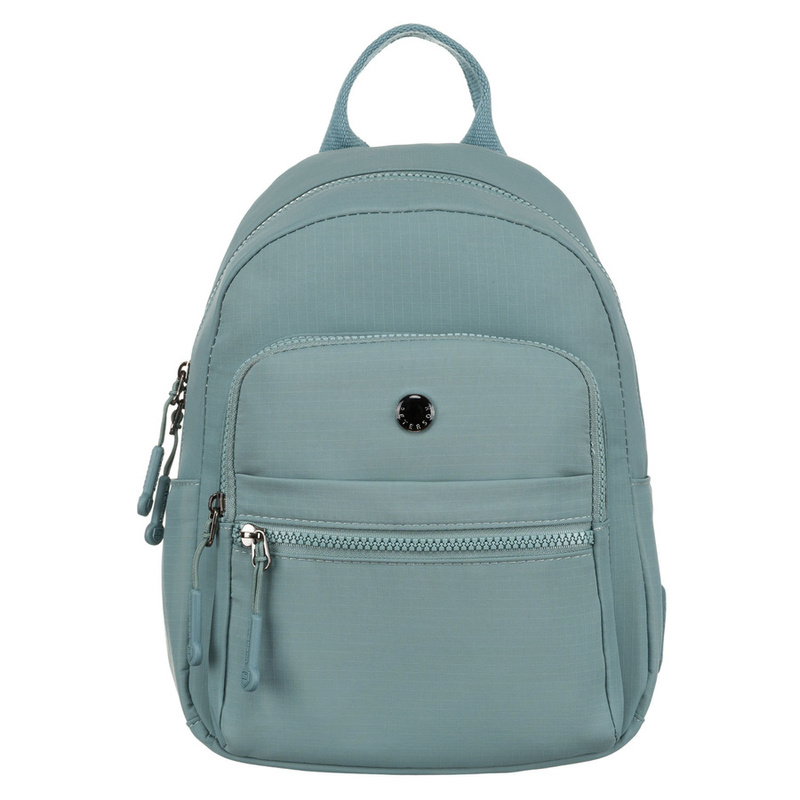 Niebieski, jednokomorowy plecak damski z poliestru wyposażony w osiem dodatkowych kieszeni - Peterson