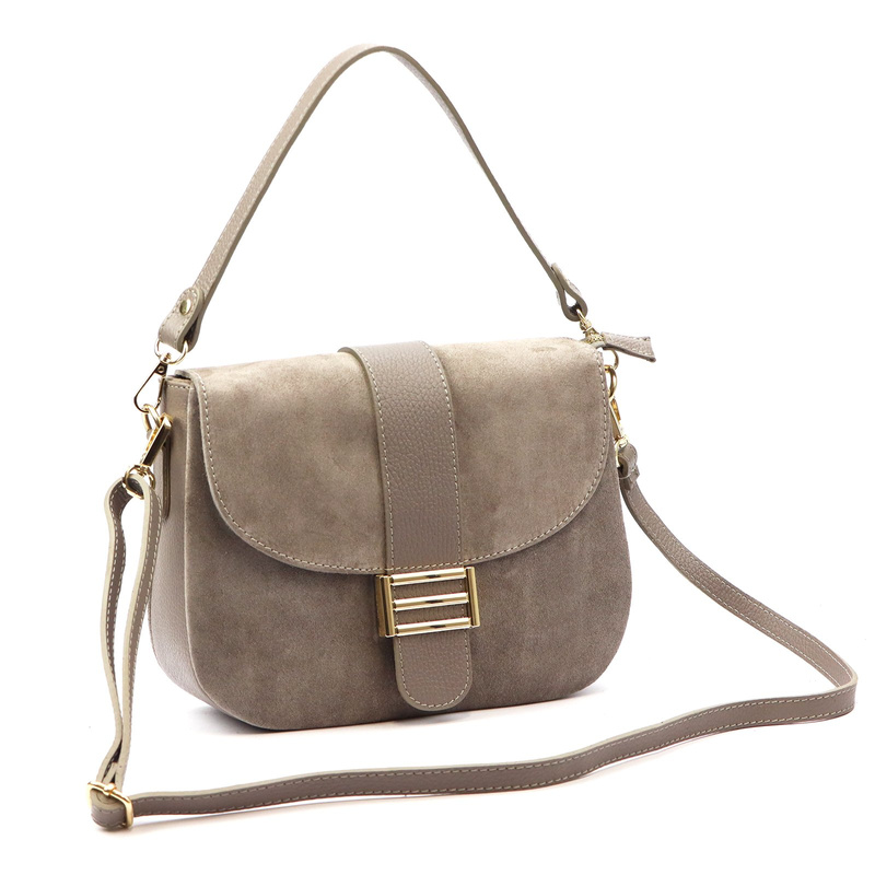 Vera Pelle Damska skórzana listonoszka torebka przez ramię z kieszenią