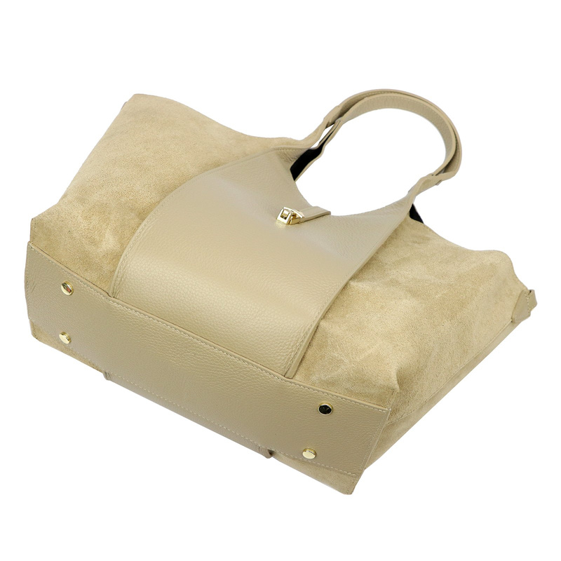 Vera Pelle damska torebka na ramię skóra naturalna shopperbag z paskiem