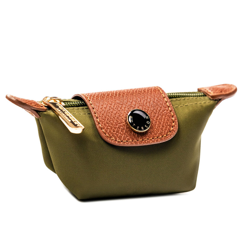 Etui na klucze z poliestru i skóry ekologicznej w kolorze khaki - Peterson