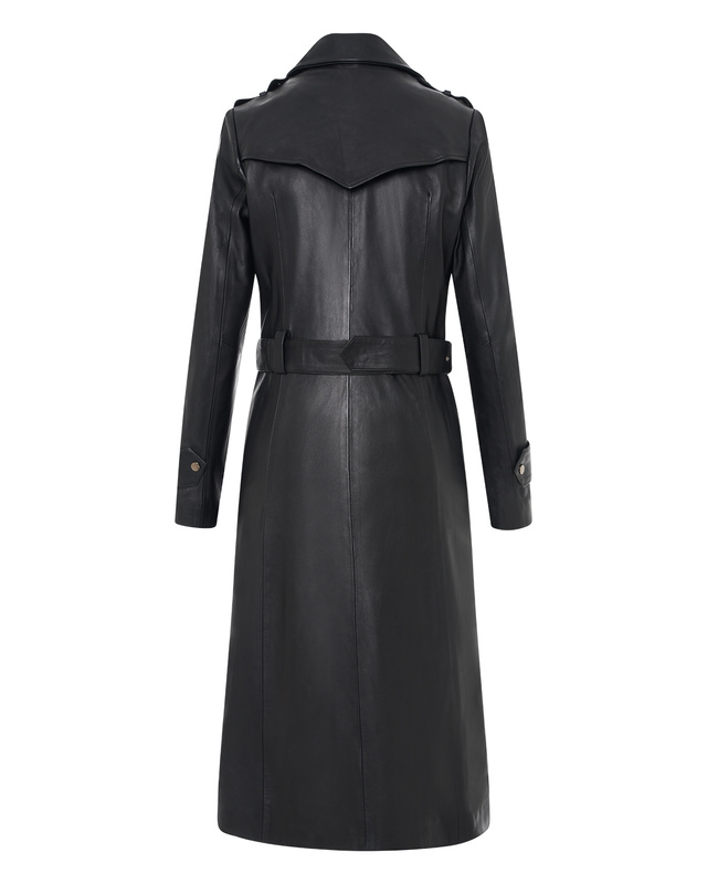 Bukowski Skórzany Płaszcz damski "Żaneta" trencz z paskiem na guziki