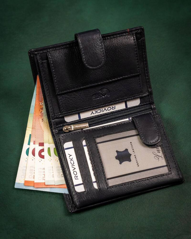 Klasyczny skórzany portfel męski Rovicky z RFID