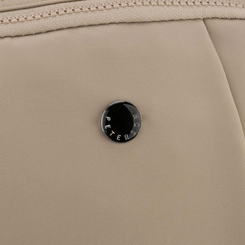 Praktyczny plecak damski wykonany z poliestru w kolorze ecru, jednokomorowy - Peterson