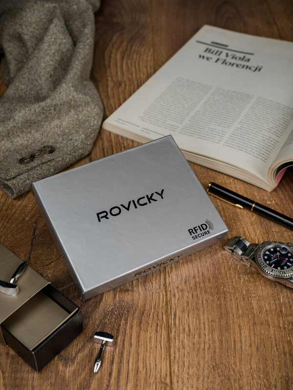 Składany Skórzany męski portfel Rovicky z RFID