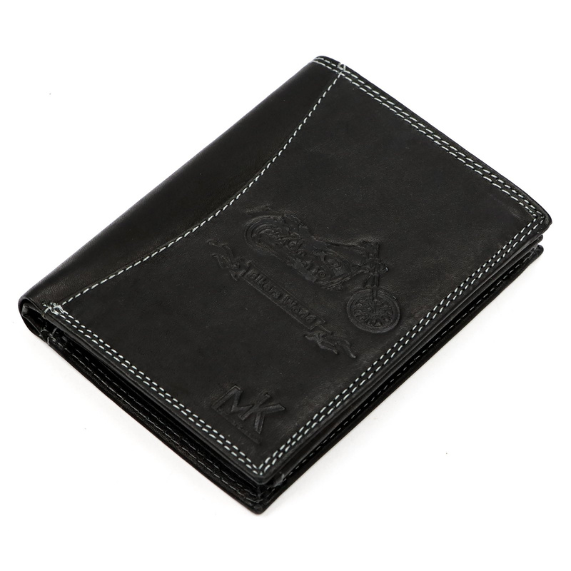 Money Kepper portfel duży męski pionowy skóra naturalna wzór motocykl