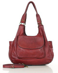 Włoska torebka skórzana z kieszenią retro bag handmade - MARCO MAZZINI bordo czerwona