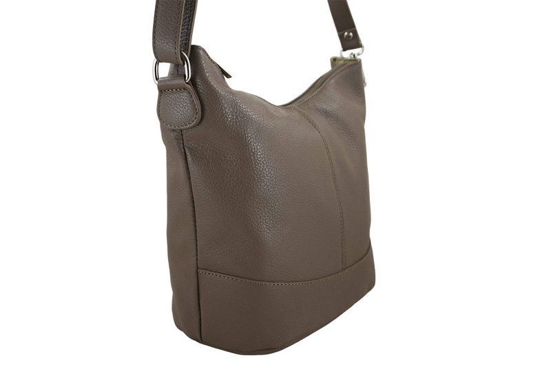 Modna torebka włoska skórzana - Beżowa ciemna